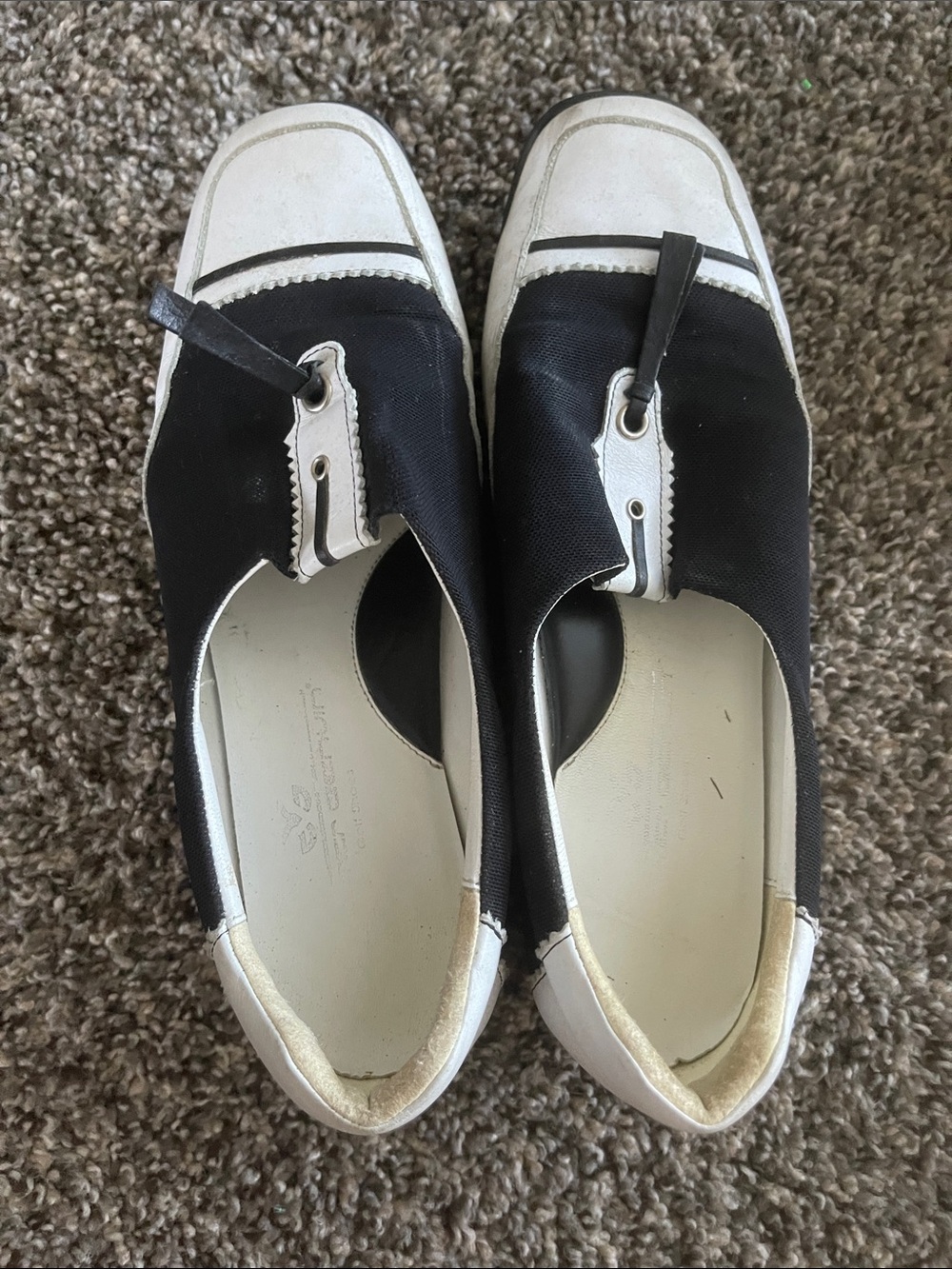 Walter Genuin Black and White Canvas Slip-On Mules